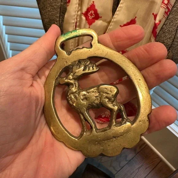Deer/Elk Vintage Horse Brass (Scarf Slide) - Picture 1 of 4